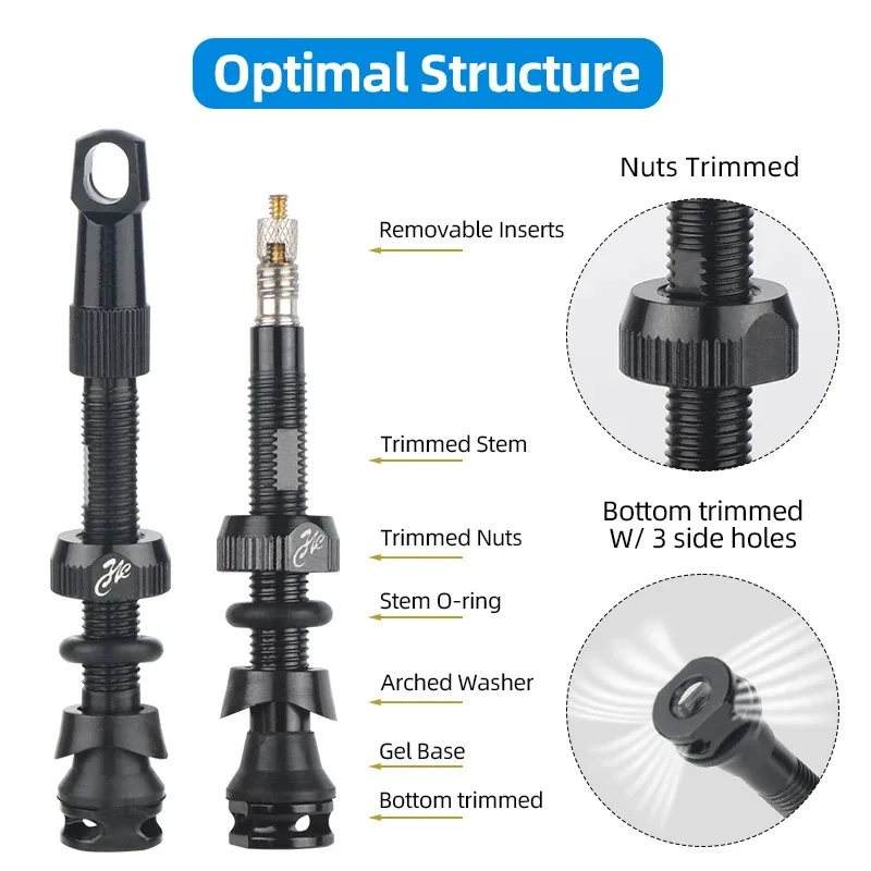 Bicycle Tubeless Tire Valve Carbon Rim Presta Valves 40 50 65 80mm F/V Nipple Detachable Brass Core W/Cap for MTB Bike