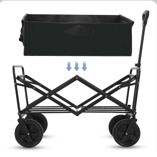 Kültéri Kocsi Hordozható Kerti Kosár Összecsukható Nagy Kapacitású Csomagkocsi Barbecue - Image 3