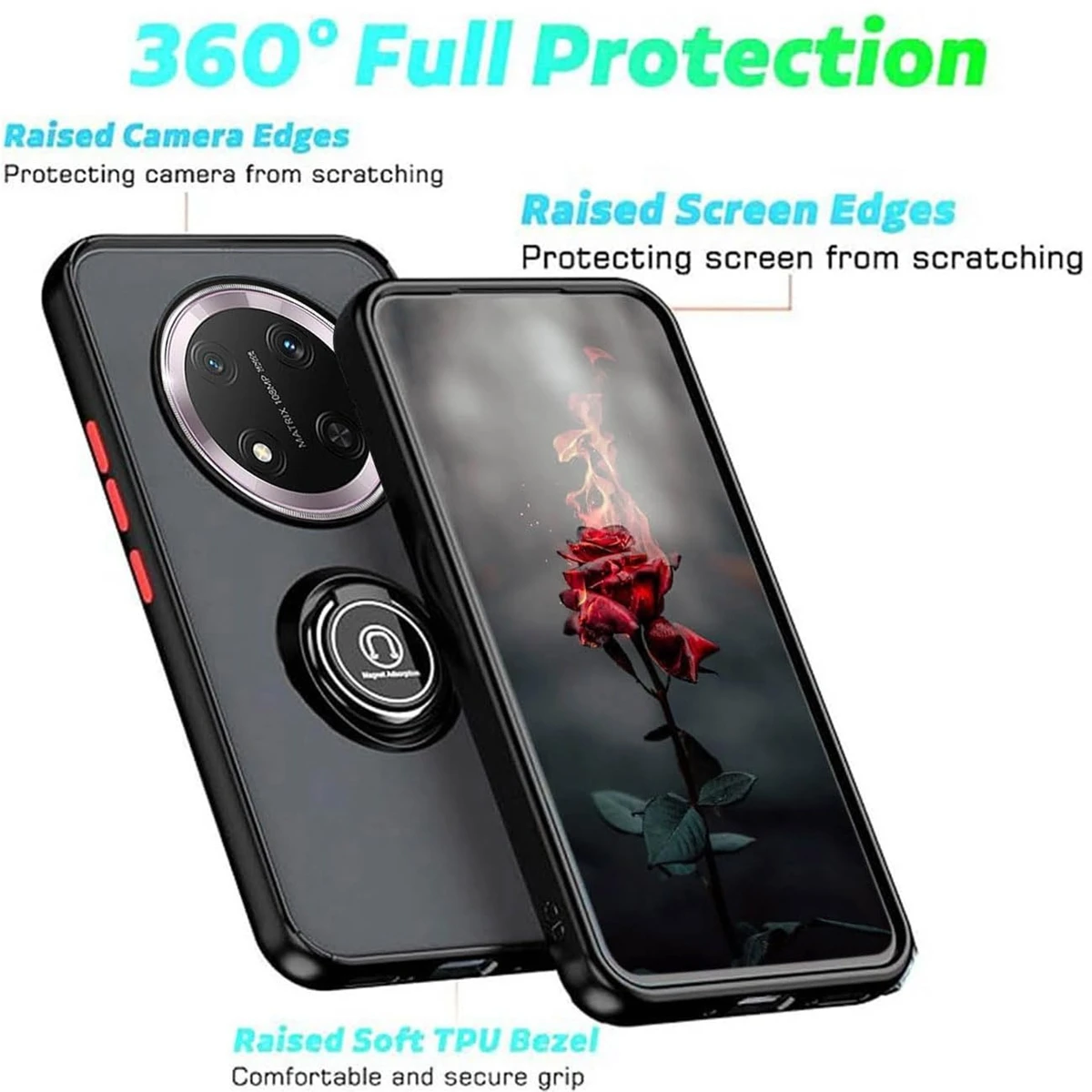 Armor Matte Case with Ring Magnetic Stand Holder - Shockproof and Stylish Cover