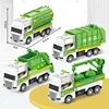 4Pcs/set Mini Inertial Pull Back Sanitation Car Plastic Vehicle Garbage Truck Model Educational Toy for Kids Boy Birthday Gifts 2