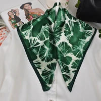 Green White Women 100% Silk Scarf For Hair Headscarf Spring Fall Winter Fashion Small Silk Square Neck Scarves Neckerchief 53*53