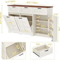 ตู้ขยะคู่แบบอเมริกันสำหรับห้องครัว, ตู้เก็บขยะแบบเอียงพร้อมลิ้นชัก, เกาะกลางครัวพร้อมที่เก็บของ, ซ่อนอยู่ 2