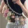 17cm Labubu The Monsters Heartbeat Macaron Enamel Face Cute Backpack Pendant Decoration Plush Doll Clothes Keychain Gifts 6