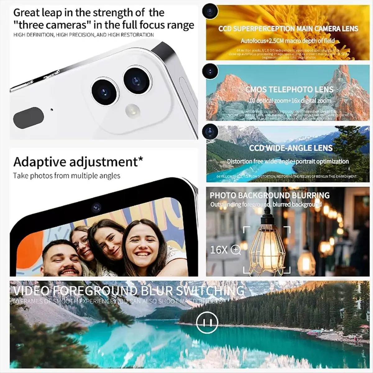 A10I 신형 D6 4K 디지털 카메라 야간 투시 트리플 렌즈 3인치 HD 64MP 터치스크린 디지털 카메라 OTG 전송 3600mAh A