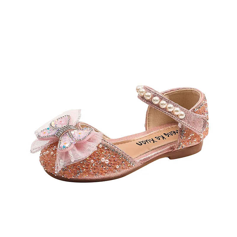 Girls Leather Flat Shoes for Kids Party Wedding