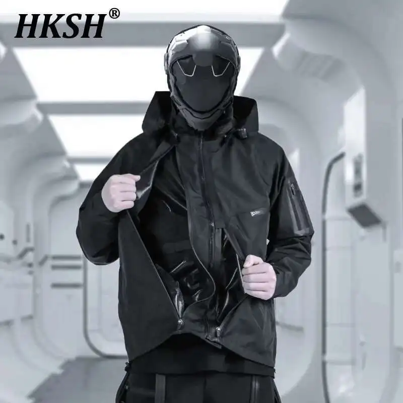 HKSH Men's Punk Waterproof Machine Dark Tactical Jacket