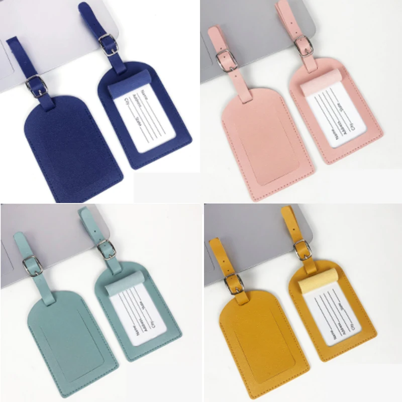 PU Luggage Tag Light Soft Travel Accessories Travel Color Airplane Luggage Tag Boarding Pass Suitcase Pu Leather luggage tag