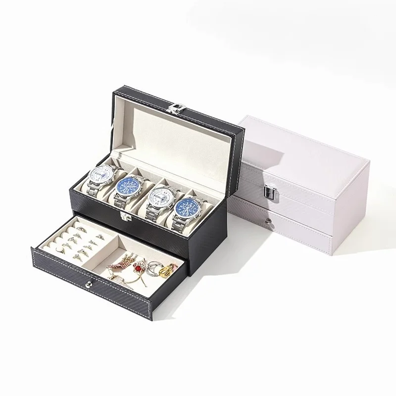 12-Slot PU Leather Lockable Watch Storage Box with Two-Tier Organizer, Secure Jewelry D... - SKU LWSB1516 - UGI Packaging