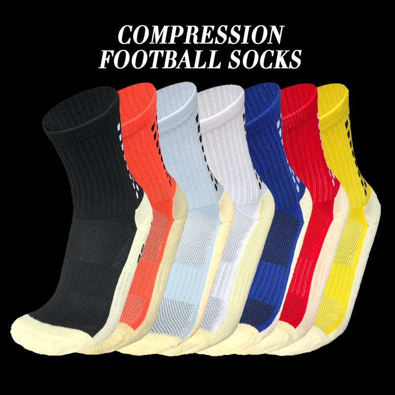New ANTI SLIP Football Socks Mid Calf Non Slip Soccer Cycling Sports Socks Mens