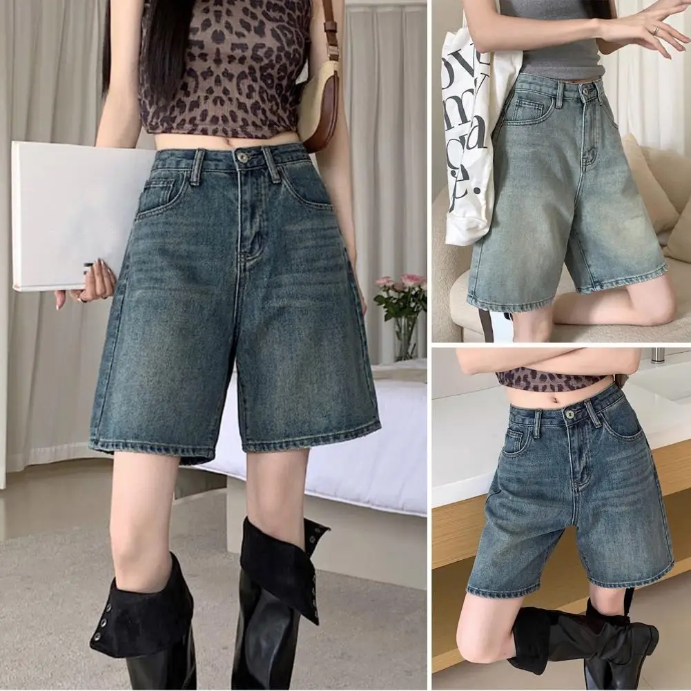 

Baggy Shorts Pants Women Summer Vintage Blue Wide Leg Denim Short Korean Fashion Casual Female Knee Length Jeans Mujer