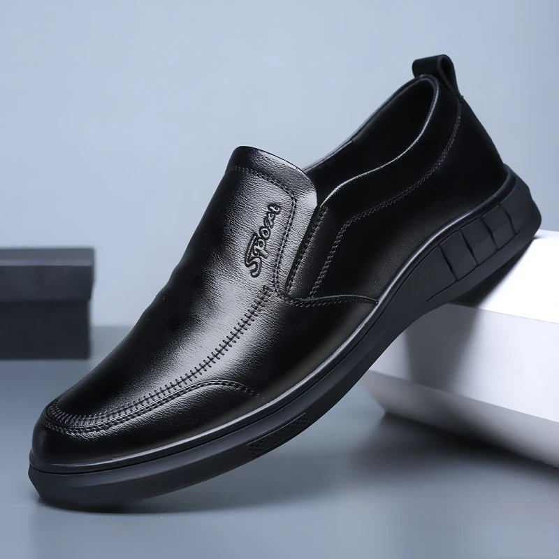 

Мужские кожаные кроссовки без шнуровки, черные Повседневные слипоны, лоферы на мягкой нескользящей подошве, обувь для вождения, 2023