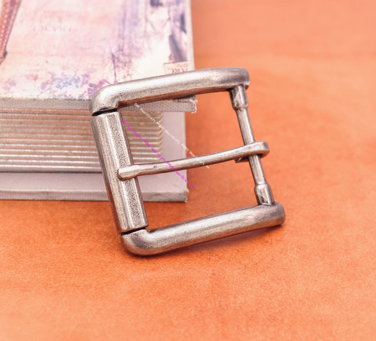 40MM Heavy Duty Men Antiqued Silver Metal Cowboy Single Prong End Bar Buckle Heel Bar Roller Leathercraft Belt Buckle