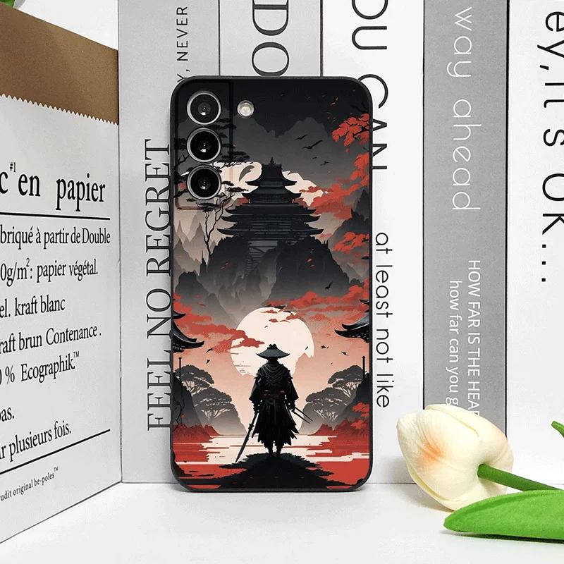 Ink Art Print Japanese Mountain Landscape Shockproof Silicone Phone Case