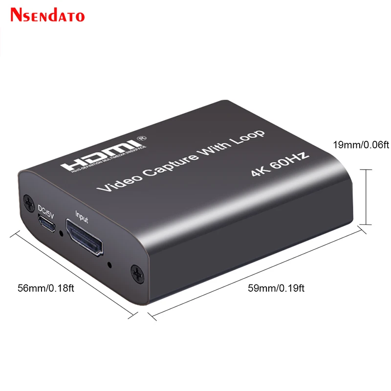 4K 60Hz USB HDMI Video Capture Card With Loop 1080P 60Hz Game Recorder Plate Live Streaming Box USB2.0 Grabber for PS3/4 Camera