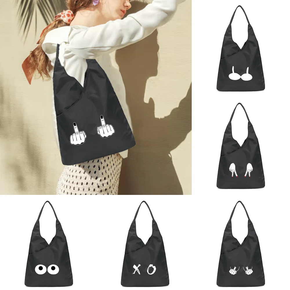 

Nylon Reusable Storage Foldable Eco Shopping Bag Tote Bag Waterproof Shopkeeper Supermarket Cute Kawaii Chest Printing Handbags