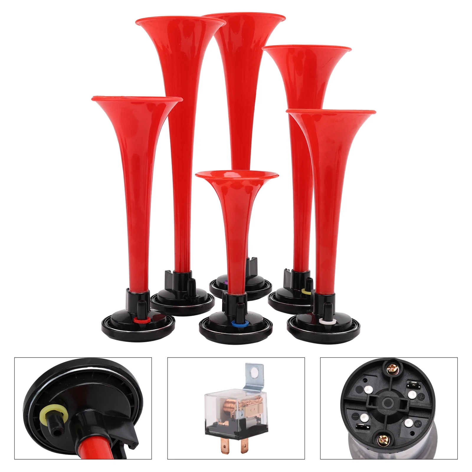 FARBIN Godfather Air Horns Musical Horn 6 Trumpet Music Sound Air Horn with  Compressor Play Godfather Melody Red 12V 150DB - AliExpress