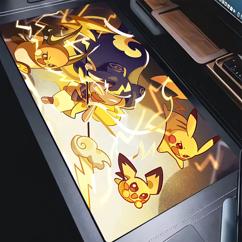 Computer Mouse Pad P-Pokemon Raichu Anime Mousepad Keyboard Accessories Large Rubber MousePads Laptop Extended Kawaii Desk Mat 3