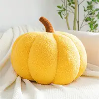 Flannel Pumpkin Pillow Cute Cartoon Pumpkin Pillows Solid Color Plush Pumpkin Cushion For Car Sofa Halloween Decoration 4