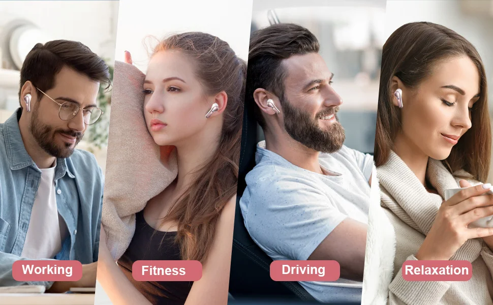 Wireless Earbuds, Bluetooth 5.3 Headphones Sports Headphones In Ear with 4 ENC Noise Cancelling Mic, 40H Playback , LED Display.