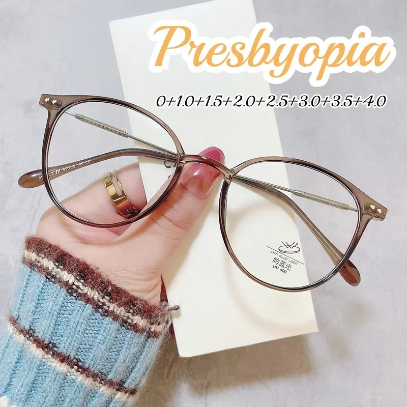 

Metal Round Frame Reading Glasses Unisex Far Sight Presbyopia Eyewear Vintage Classic Blue Light Blocking Eyeglasses 0 To +4.0