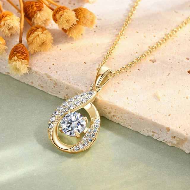 2024 New 6.5mm 1ct Round Moissanite Water Drop Necklace – 925 Silver