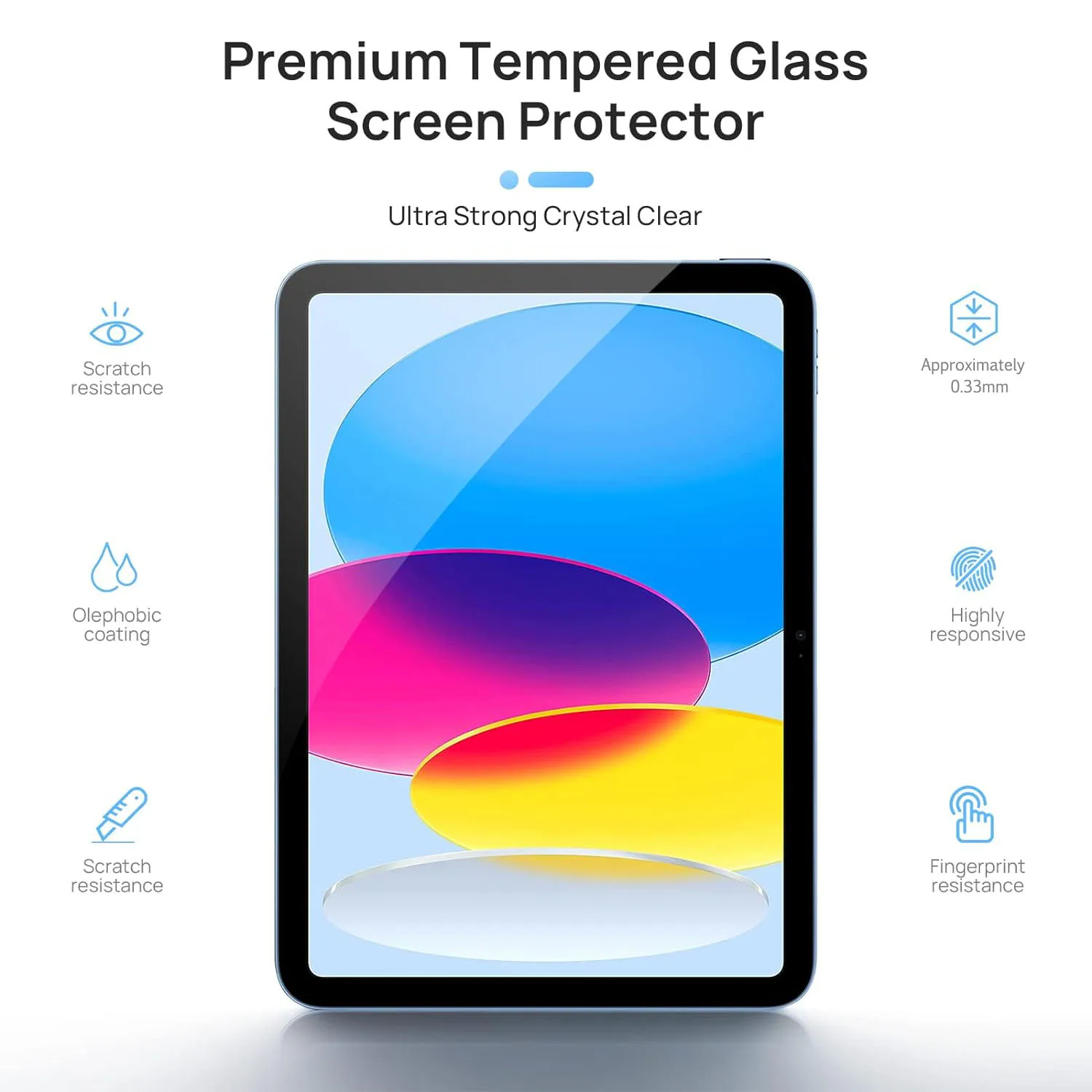 2PCS HD Screen Protector Tempered Glass For iPad 10