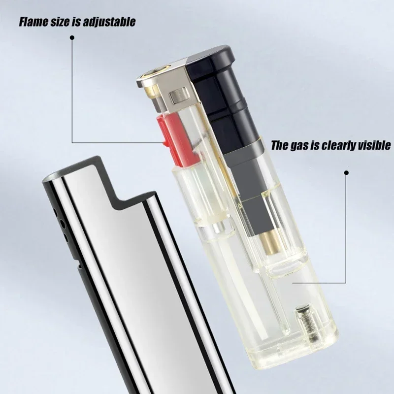 Windproof Direct Injection Blue Flame Lighter Cigarette Torch Lighter Smoking Accessories Camping Tool Ignition Tool