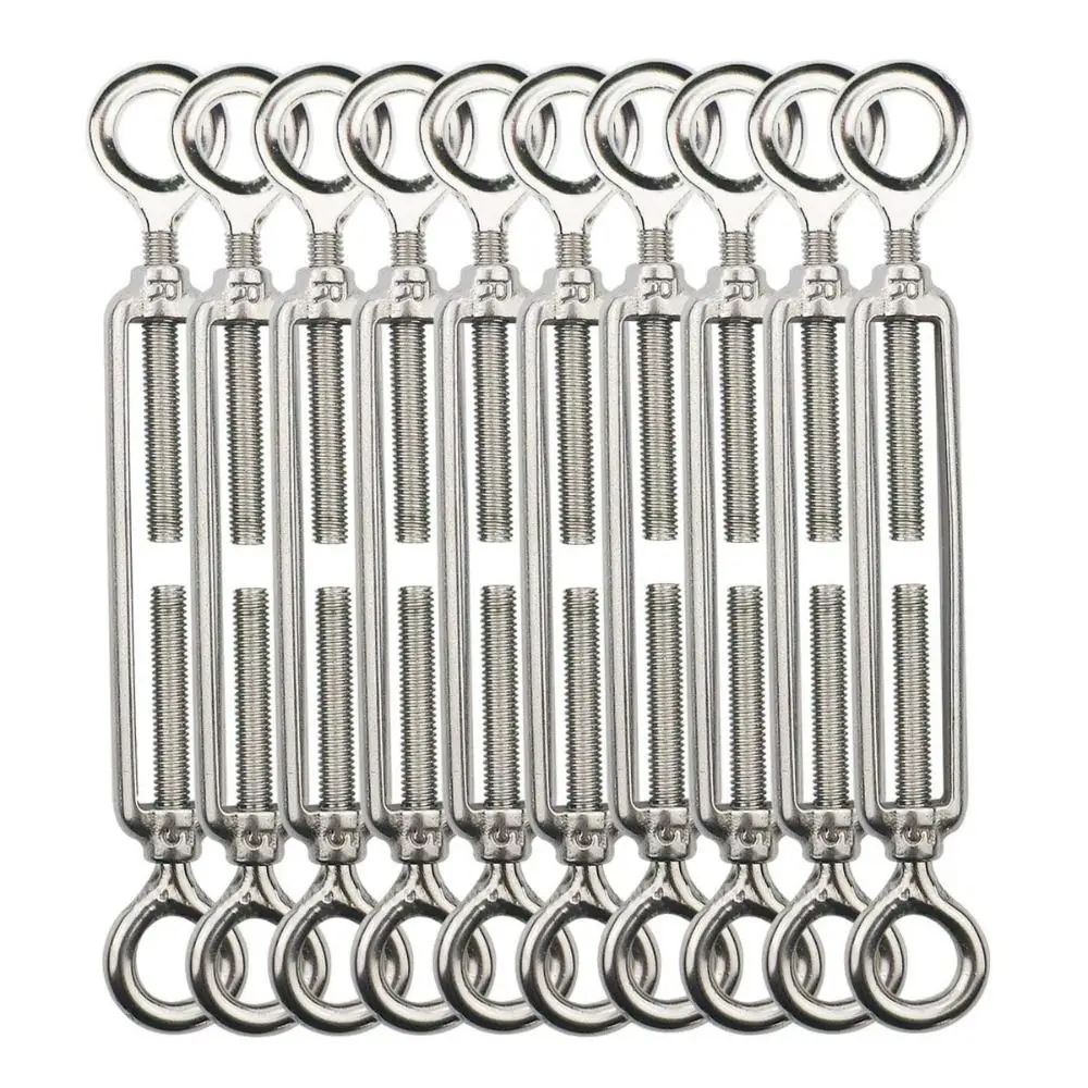 Stainless Steel Turnbuckles 10pcs Durable OO Type Eye to Eye Wire Tensioner M5 Cable Tightener Wire Rope Tension