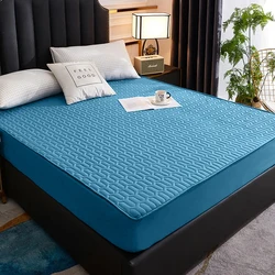 Premium Waterproof & Breathable Mattress Protector - Soft, Comfortable, and Machine Washable with Stylish Print - 80x200x30cm (Blue)