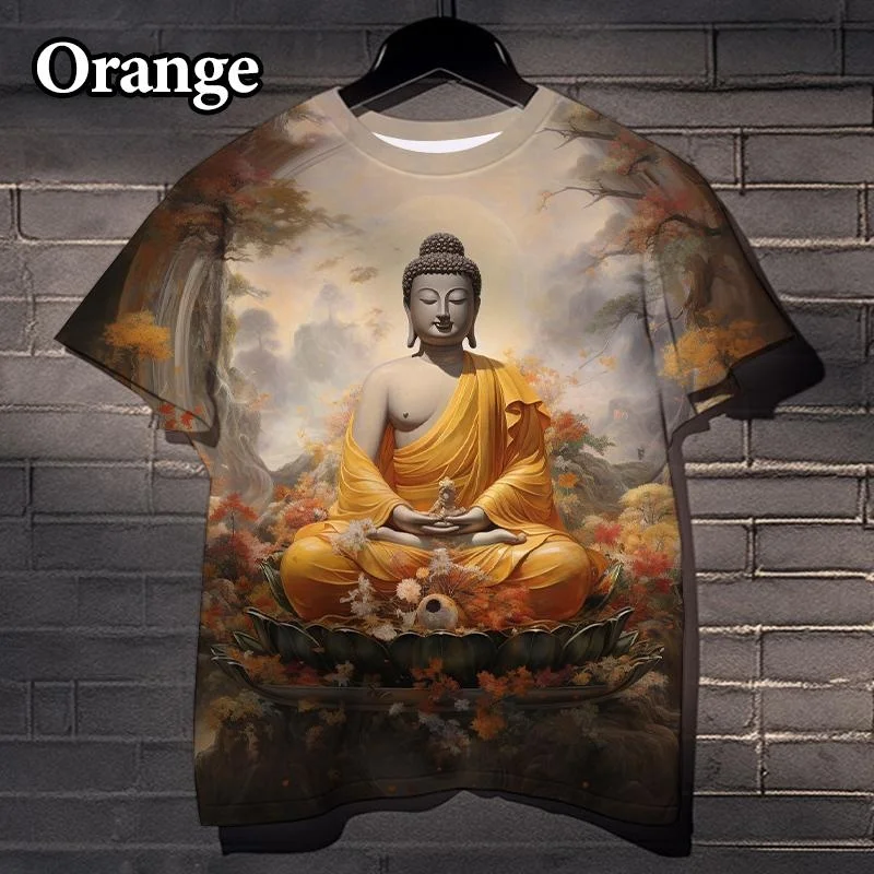 Sakyamuni 3D Printing Buddha T-shirt Religious Belief Personality Street Casual Buddhist Buddha T-shirt