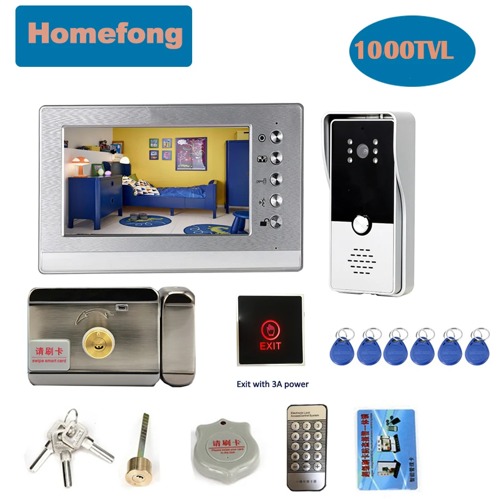 Dragonsvie  Video Intercom With Lock 7 Inch Waterproof Doorbell Camera  Video Door Phone Door Access Control System Unlock Night two way audio intercom Door Intercom Systems