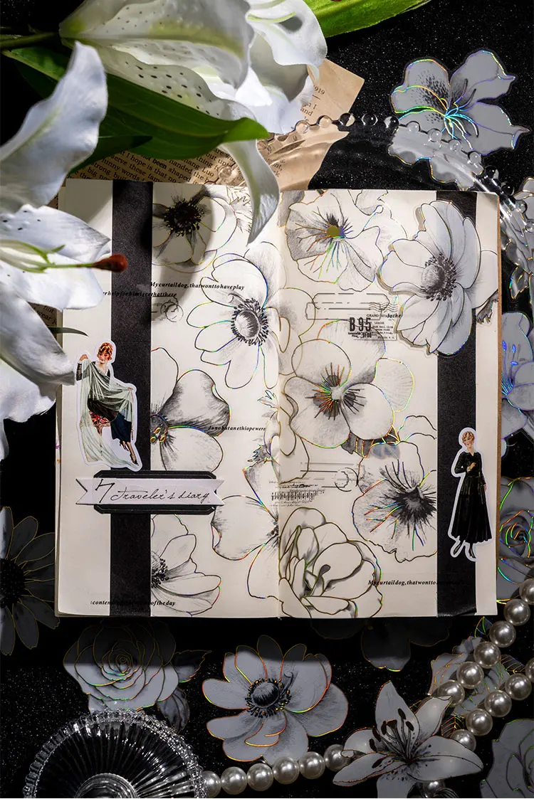 Yoofun 20 teile/los Unqiue Weiß Gleiten Blume Aufkleber Große Größe Floral Aufkleber für Die Karte Tagebuch Scrapbooking Journal DIY – Detail 12