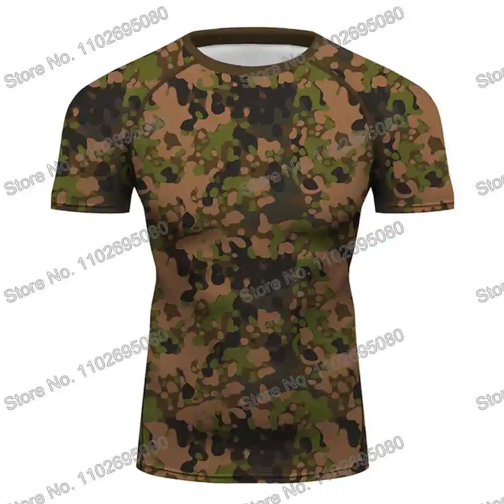 Camo Series Surf Clothing BJJ MMA Men Rash Guard Short Sleeve Diving T-Shirt Tight Swimwear Summer Beach Floatsuit Women GYM