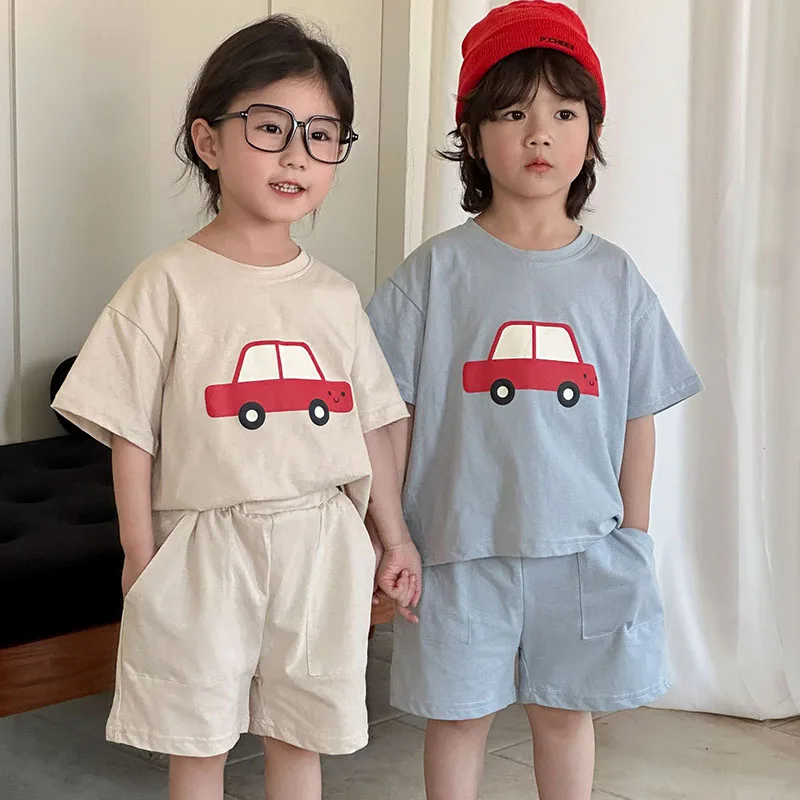 Cute Cartoon Kids Summer T Shirt and Shorts Set