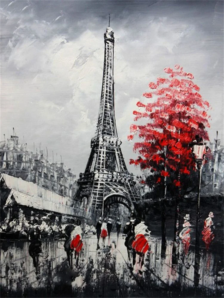 Meian 11/14CT Stickerei Malerei Traum Paris Eiffelturm Landschaft Kreuz Stich Kits DMC Gedruckt Leinwand DIY Hause Dekoration – Detail 20