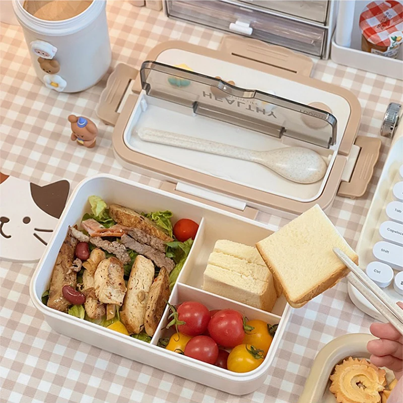 1100ML Lunch Box For Kids School Adults Office Wheat Straw Microwave Picnic  Storage Portable Big Bento Box With Spoon Chopsticks