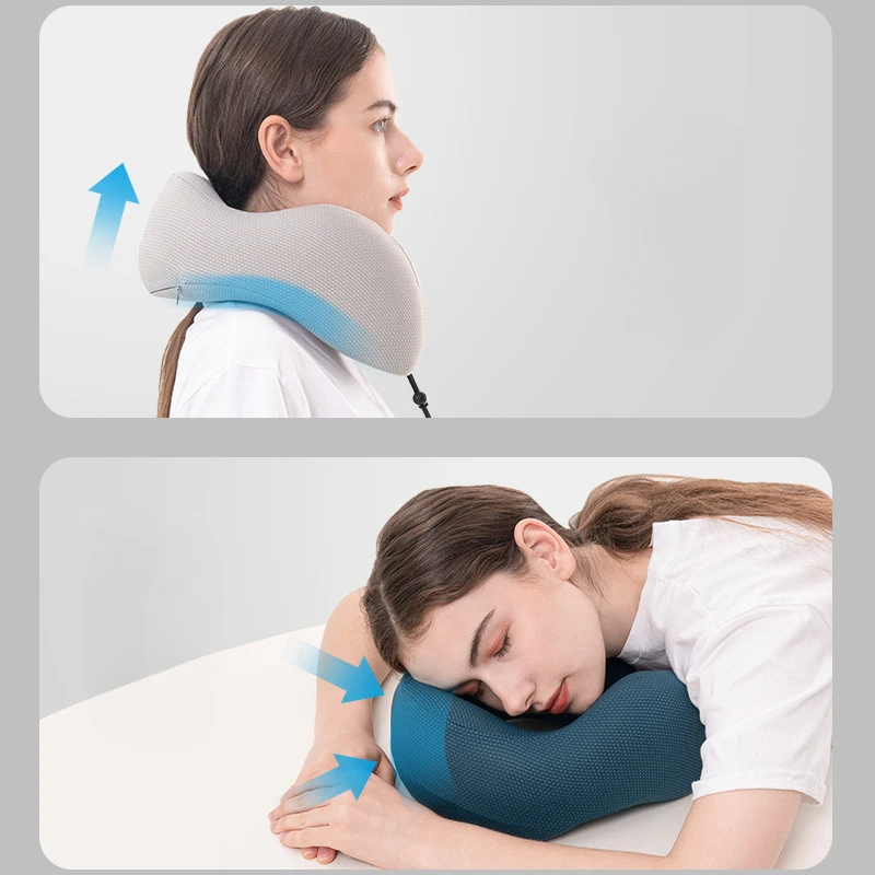 U-shaped Pillow Memory FoamTravel Pillow Neck Airplane Car Comfy Sleep  Health Care Ice Silk Pillow Pain Support Cervical - AliExpress