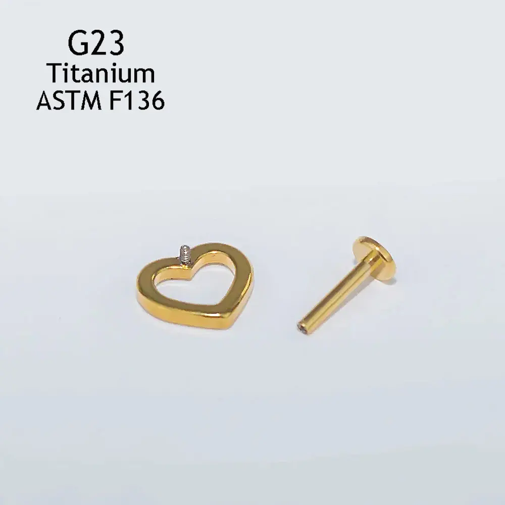 ASTM F136 티타늄 귀 스터드 세트 5A 지르콘 하트 Labret 귀 연골 헬릭스 링 코 피어싱 바디 쥬얼리 파인 귀걸이