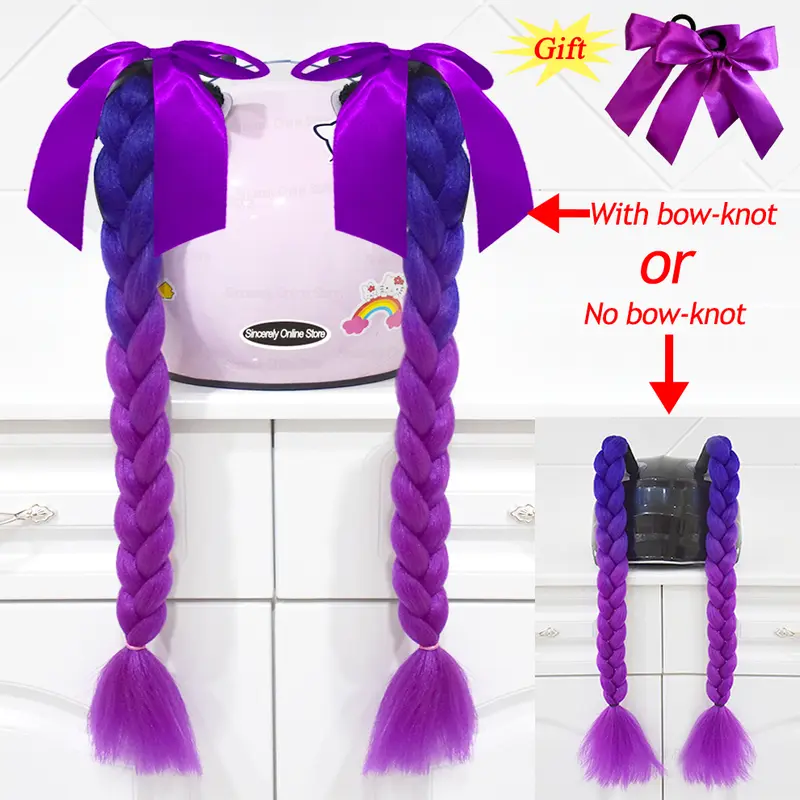 2pcs Quality Braids For Motorcycle Helmet Ponytail Sucker Braids Wig For Woman Helmet Decor Ears Twist Accessories 164 Colors - Image 16