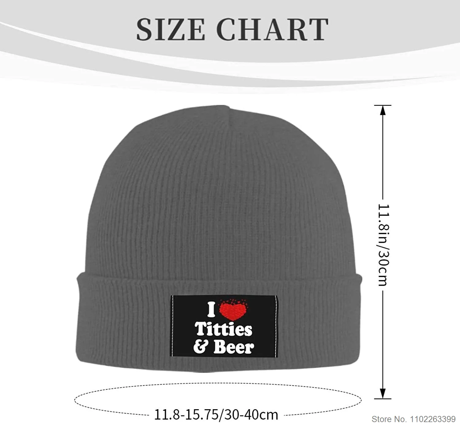 Funny I Heart Titties and Beer Beanie Hat Unisex Cuffed Beanie Knit Skull Hat Warm Ski