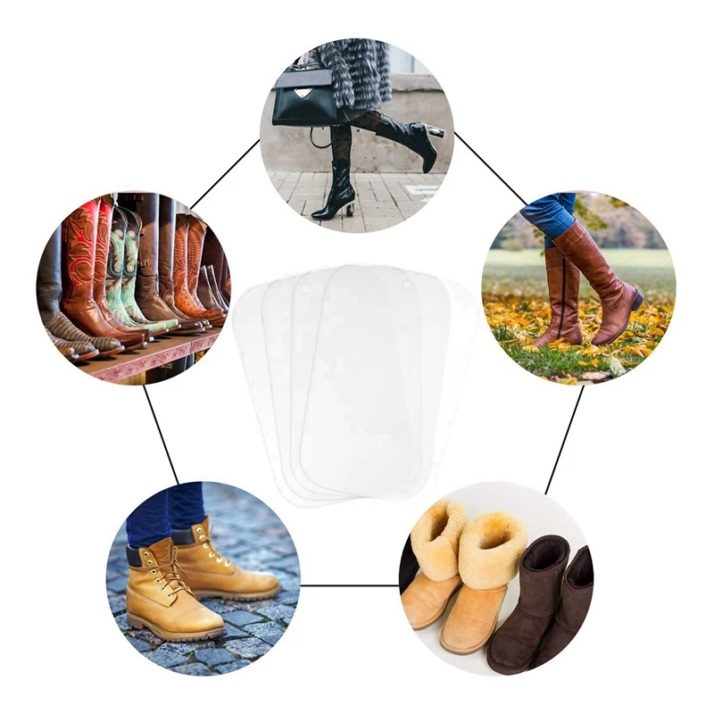 Trend 5 Pairs (10 Sheets 16 Inch) Boot Shaper Form Inserts Boots Tall Support For Women And Men Transparent Color