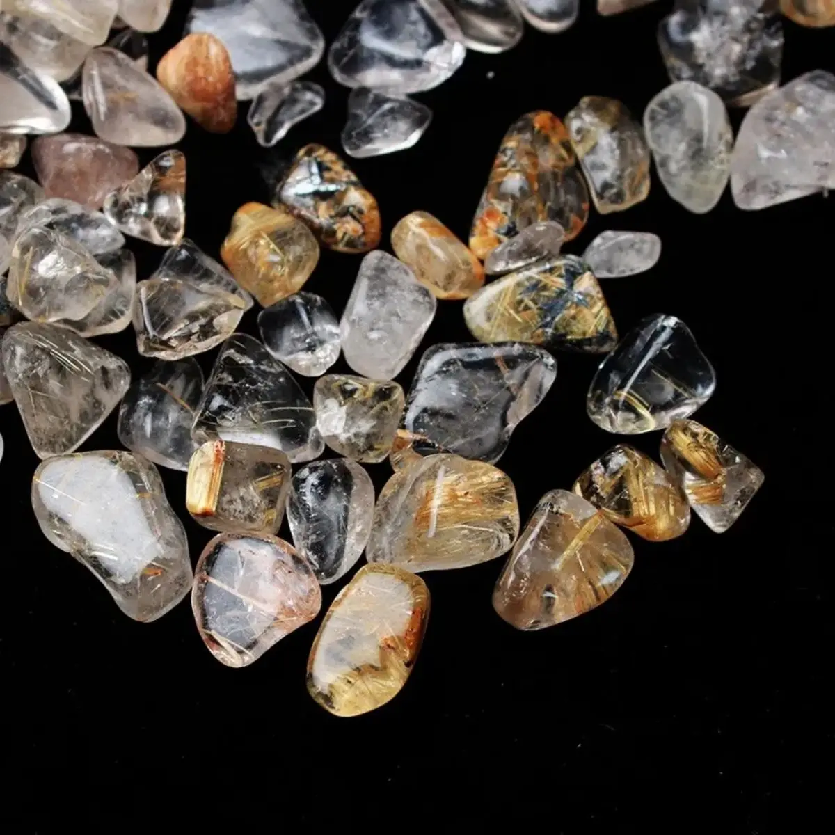 500G 7-9Mm Natural Blonde Silk Crystal Raw Stone Stone Fish Tank Bottom Stone Decoration Landscaping