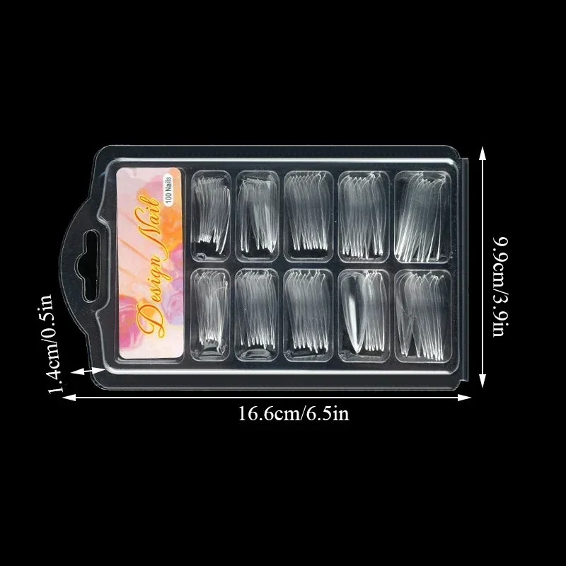 100pcs/box Natural Transparent Seamless Fake Nails Full Coverage Tips T-shaped For fake nails,false nails,nail tips,false nail tips