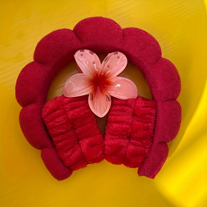Cloud Fluffy High Crown Gesichtswasch-Stirnband mit rutschfester Haarspange, Armband-Set, Make-up-Geschenk für Frauen, Pflegezubehör – Detail 7
