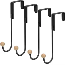 Heavy Duty Over - The - Door Hooks - Set of 4 for Home Organization and Storage (Black 4 Pack)