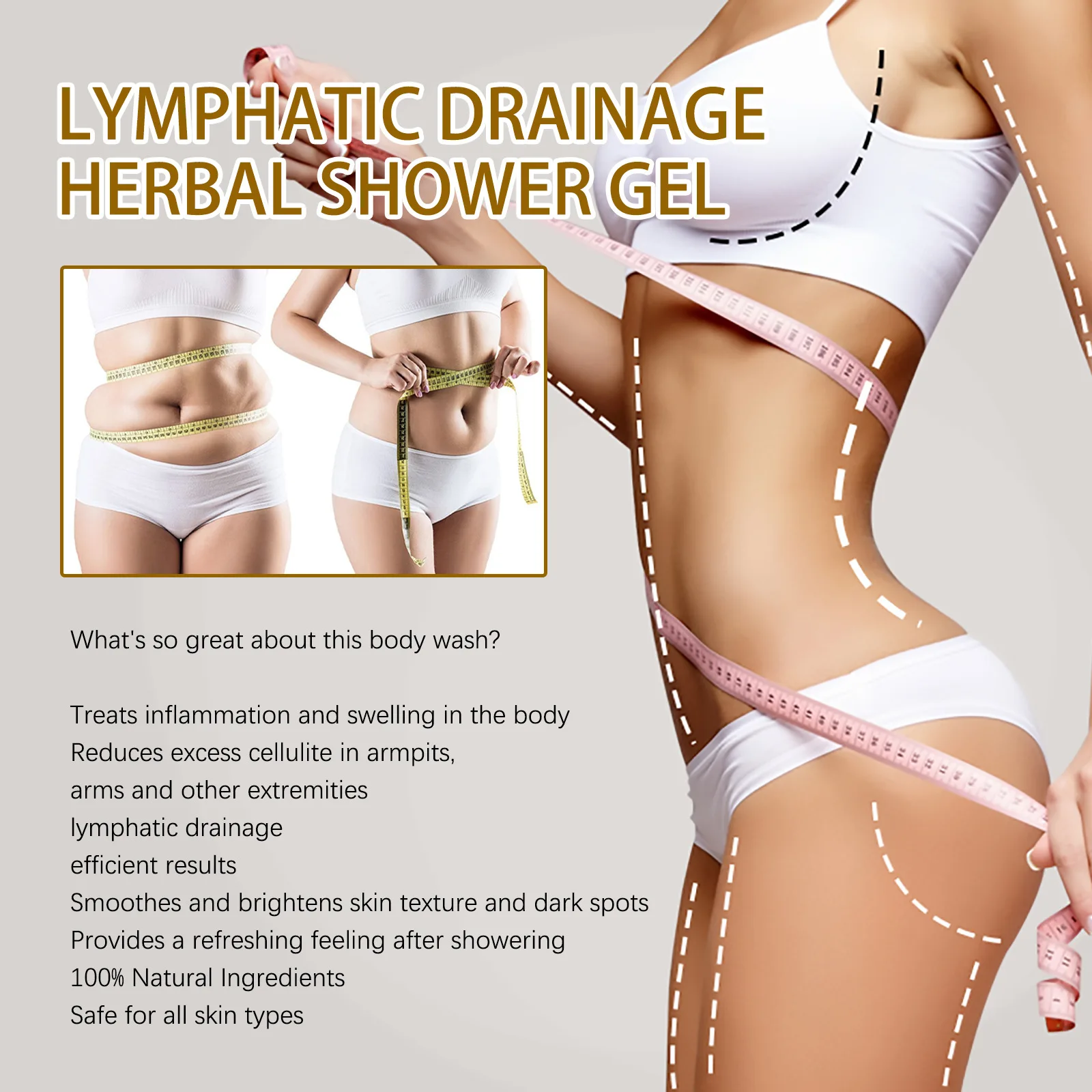 Slimming Shower Gel Mite Removal Anti Cellulite Improve Lymphatic Swelling Tightening Skin Fat Burning Deep Cleansing Shower Gel