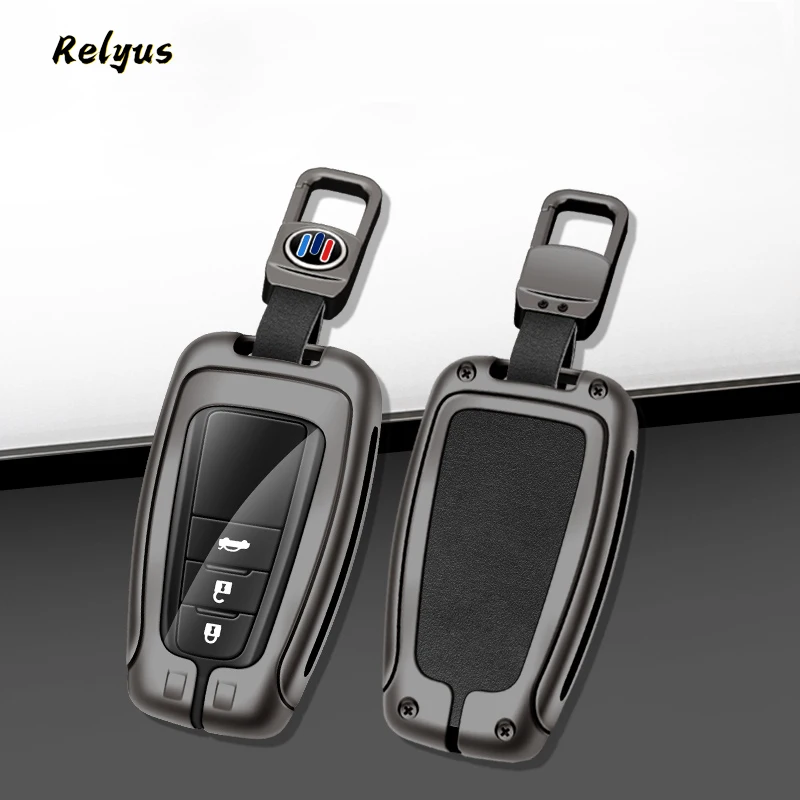 New Metal Leather Car Smart Key Case Cover For Toyota Corolla Prius Camry Chr Chr Rav4 Altis