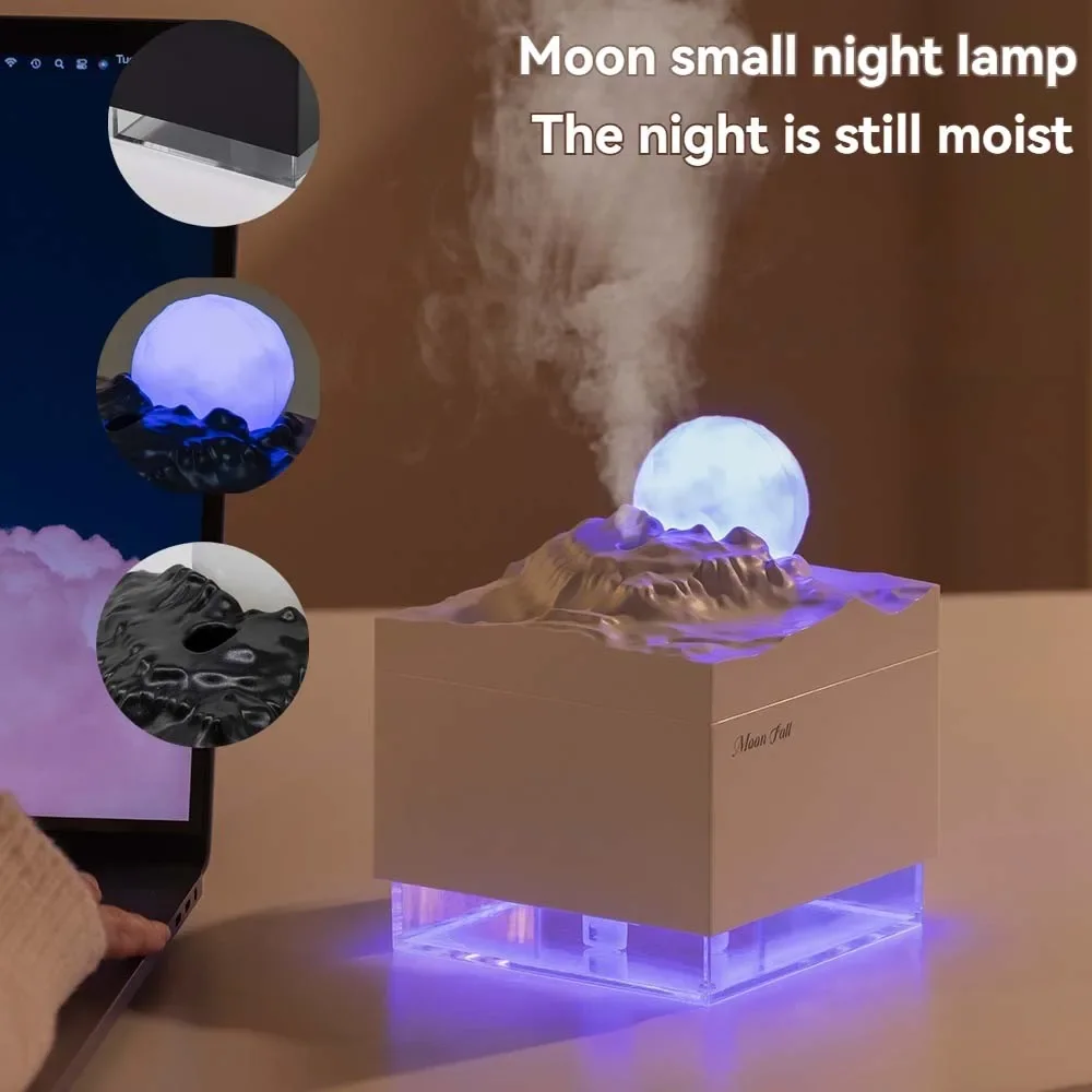 New Moonfall Humidifier Convenient Aroma Diffuser Desktop Ornament Creative Moon with Sleeping Light Night Light 2