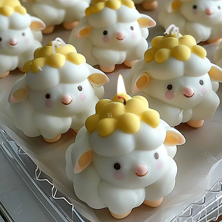 Sheep Aromatherapy Candle Silicone Mold DIY Cute Pet Fragrance Stone Handmade Soap Gift Mold