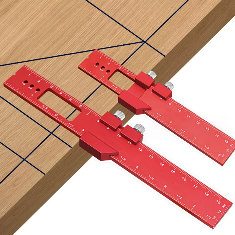 Multi-functional Carpentry Precision T Type Ruler, Pocket Sized Metric Inch Measuring Tool
